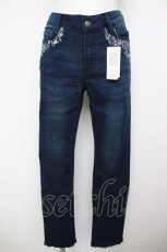 画像1: axes femme / レター刺繍デニムパギンス L インディゴ Y-26-07-31-269-AX-PA-SZ-ZY (1)