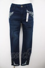 画像1: axes femme / 香水×バラ刺繍デニムパギンス L インディゴ Y-26-07-31-270-AX-PA-SZ-ZY (1)