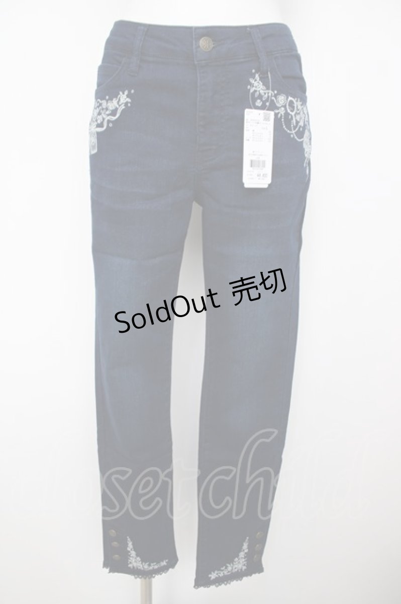 画像1: axes femme / 香水×バラ刺繍デニムパギンス L インディゴ Y-26-07-31-272-AX-PA-SZ-ZT760 (1)
