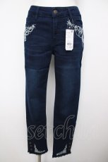 画像1: axes femme / 香水×バラ刺繍デニムパギンス L インディゴ Y-26-07-31-272-AX-PA-SZ-ZY (1)