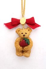 画像1: Q-pot. / Teddy Bear Cookie ネックレス  チョコレートクッキー×ストロベリー Y-26-08-02-001-QP-AC-SZ-ZY (1)