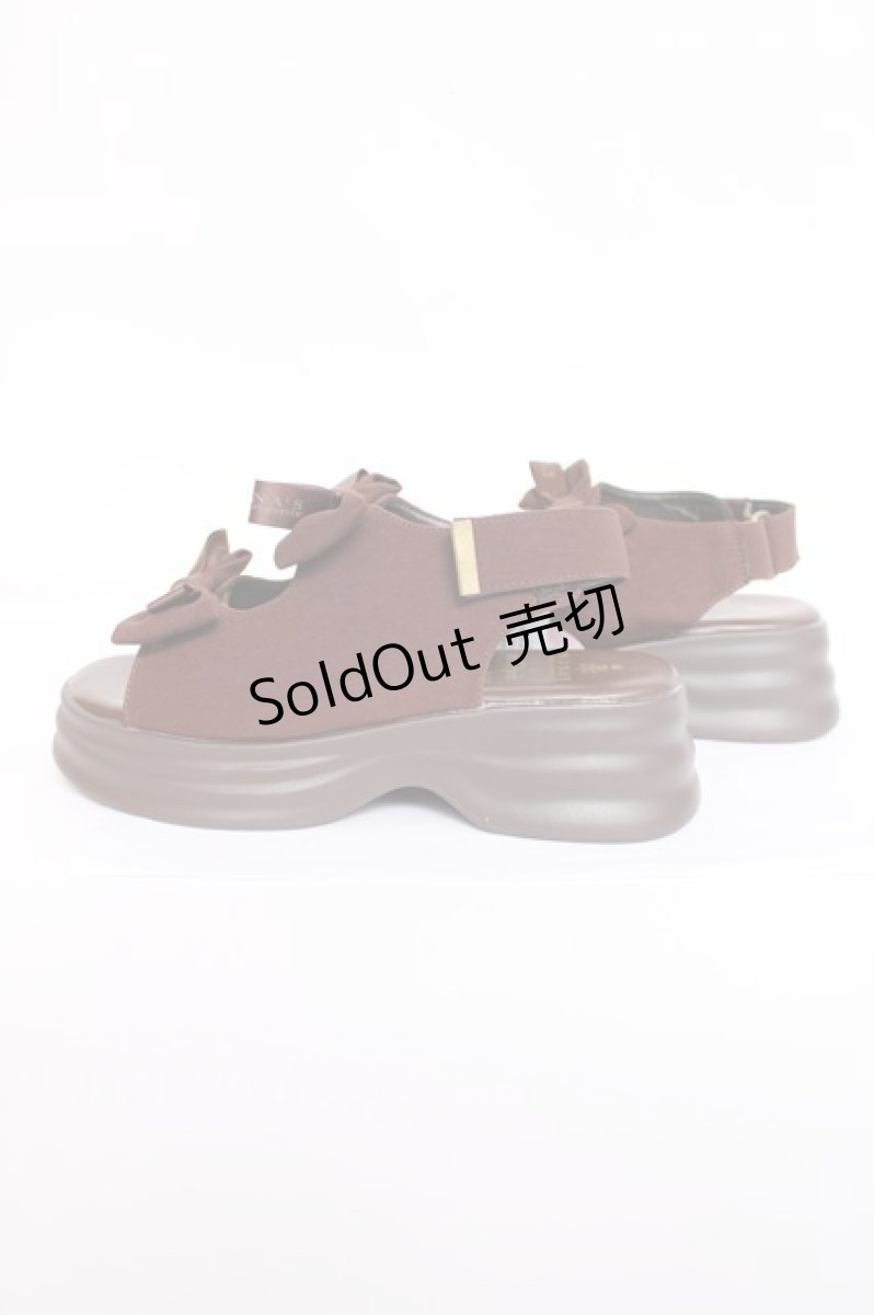 画像2: m petit by misako / AMNIダブルリボンサンダル L 茶 Y-26-08-02-042-LO-SH-SZ-ZY (2)