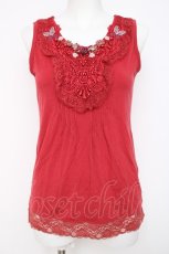 画像1: axes femme / ローズ&パールレースタンク M アカ Y-26-08-02-054-AX-TO-SZ-ZY (1)