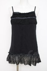 画像1: axes femme / チュールフリル裾刺繍キャミソール M 黒 Y-26-08-02-058-AX-TO-SZ-ZY (1)
