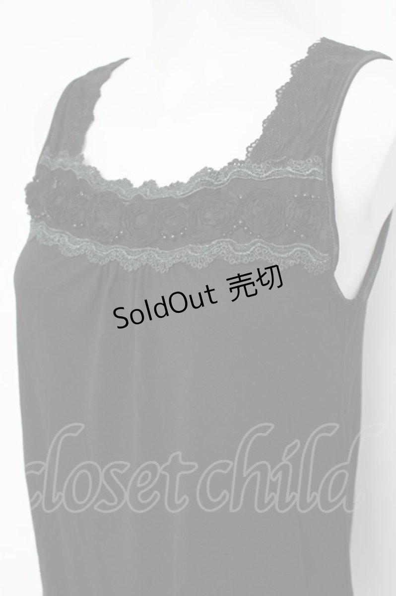 画像3: axes femme / 裾チュールフラワーモチーフタンク M 黒 Y-26-08-02-059-AX-TO-SZ-ZY (3)