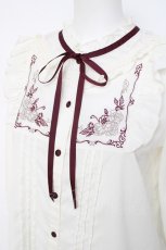 画像3: axes femme / クラシカル刺繍七分袖ブラウス  生成り Y-26-08-02-061-AX-BL-SZ-ZY (3)