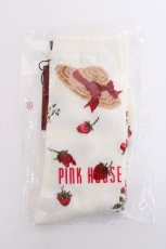画像1: PINK HOUSE / Straw-berry Hat 柄ソックス  アイボリー Y-26-08-02-009-LO-ZA-SZ-ZY (1)