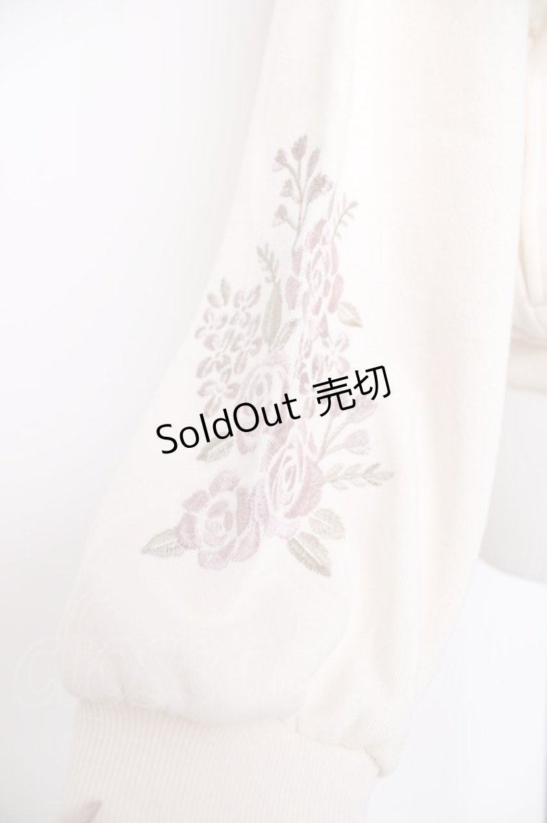 画像4: axes femme / 袖花刺繍ショートパーカー M 生成り Y-26-08-02-069-AX-TO-SZ-ZS (4)