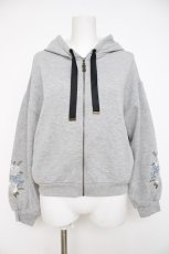 画像1: axes femme / 袖花刺繍ショートパーカー M グレー Y-26-08-02-070-AX-TO-SZ-ZY (1)