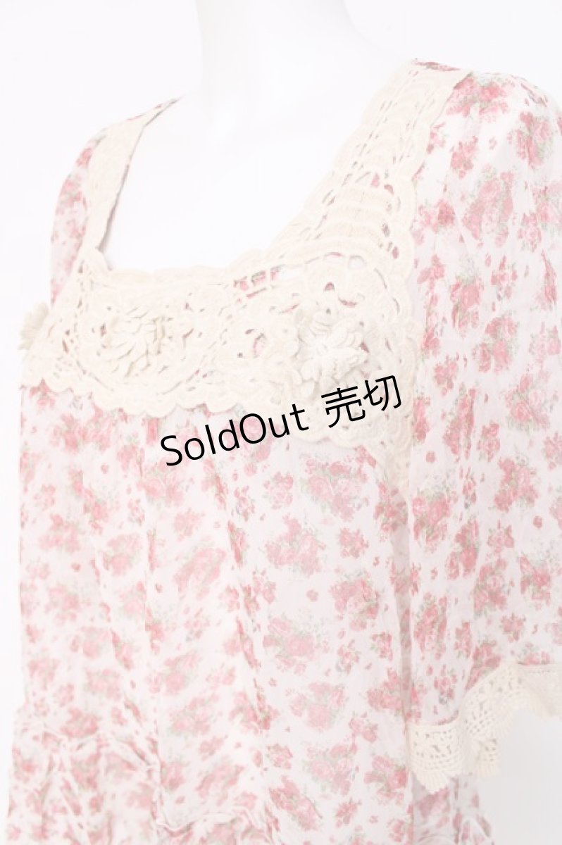 画像3: axes femme / モチーフ花柄ブラウス M アカ Y-26-08-02-080-AX-BL-SZ-ZY (3)