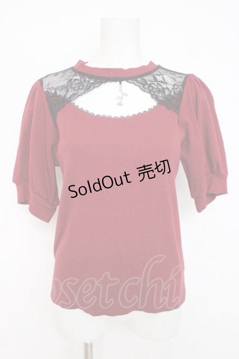 画像1: Dear My Love / レース切替リブカットトップス  ワイン Y-26-08-02-082-LO-TO-SZ-ZY (1)