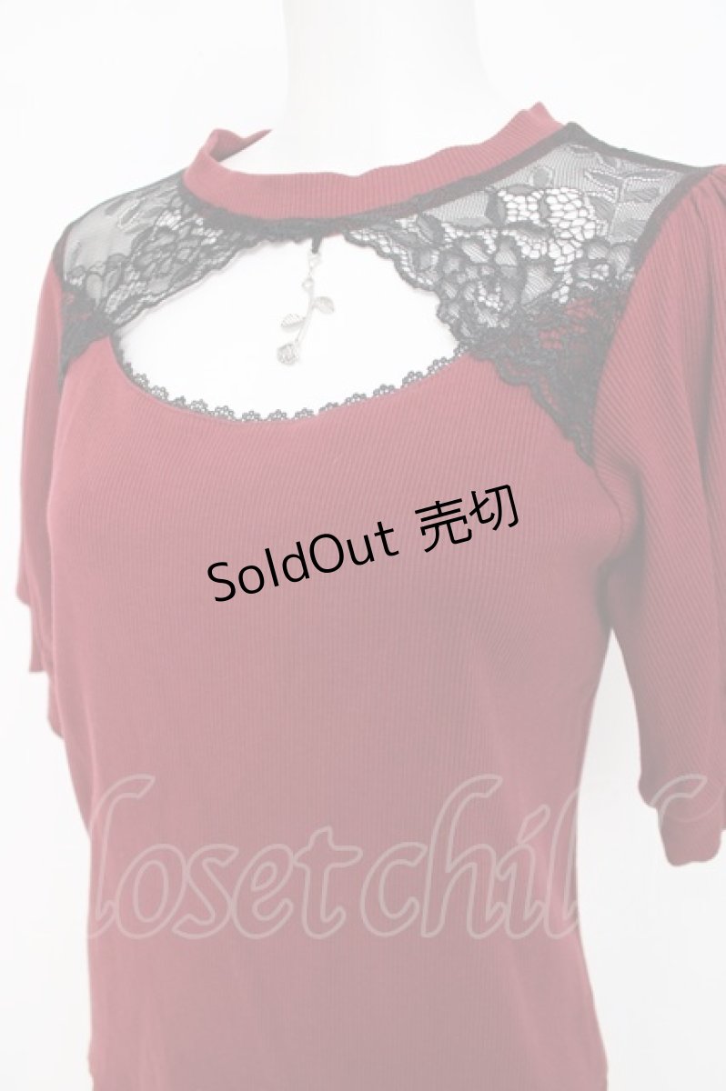 画像3: Dear My Love / レース切替リブカットトップス  ワイン Y-26-08-02-082-LO-TO-SZ-ZY (3)