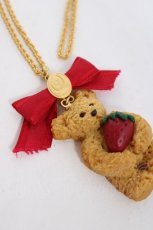 画像3: Q-pot. / Teddy Bear Cookie ネックレス  チョコレートクッキー×ストロベリー Y-26-08-02-001-QP-AC-SZ-ZY (3)