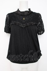 画像1: axes femme / プチスタンドレース使いプルオーバー M 黒 Y-26-08-02-097-AX-TO-SZ-ZY (1)