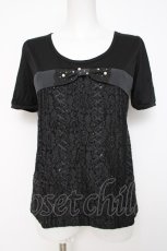 画像1: axes femme / レース切替スパンコールトップス M 黒 Y-26-08-02-099-AX-TO-SZ-ZY (1)