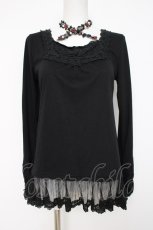 画像1: axes femme / はしごレースホルターネックカットソー  黒 Y-26-08-02-101-AX-TO-SZ-ZY (1)