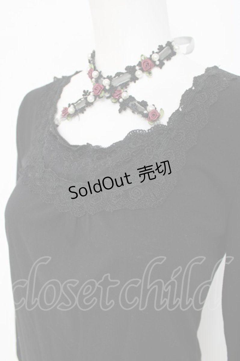 画像4: axes femme / はしごレースホルターネックカットソー  黒 Y-26-08-02-101-AX-TO-SZ-ZY (4)