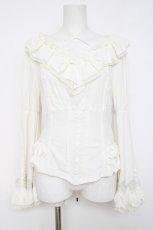 画像1: Ozz oneste / レースアップ姫袖カットソー  白 Y-26-08-02-112-OO-TO-SZ-ZY (1)