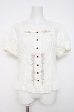 画像1: OZZ ANGELO / 薔薇刺繍レース切替ブラウス  白 Y-26-08-02-114-OO-BL-SZ-ZY (1)
