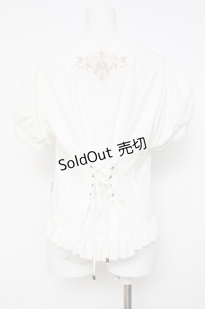 画像2: OZZ ANGELO / 薔薇刺繍レース切替ブラウス  白 Y-26-08-02-114-OO-BL-SZ-ZY (2)