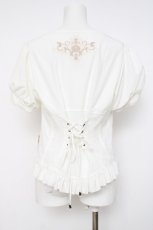 画像2: OZZ ANGELO / 薔薇刺繍レース切替ブラウス  白 Y-26-08-02-114-OO-BL-SZ-ZY (2)