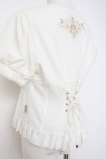 画像3: OZZ ANGELO / 薔薇刺繍レース切替ブラウス  白 Y-26-08-02-114-OO-BL-SZ-ZY (3)