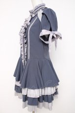 画像2: Ozz oneste / 地図柄フリルチュニック  ブルーグレー Y-26-08-02-117-OO-OP-SZ-ZY (2)