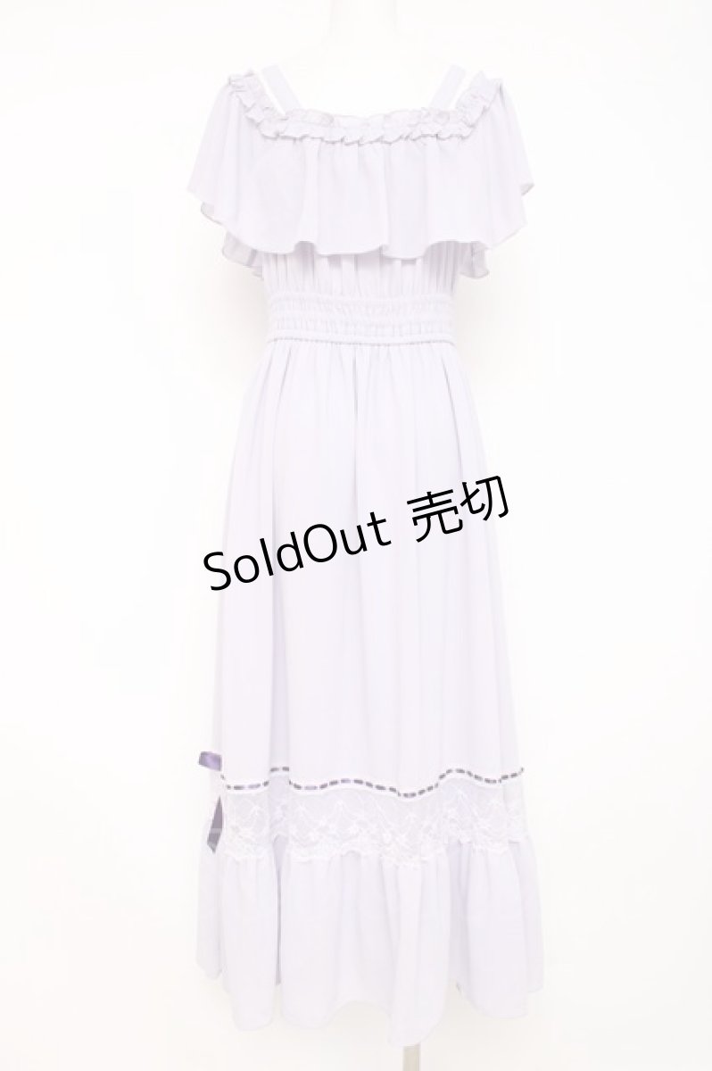 画像2: axes femme POETIQUE / オフショルフリルロングワンピース  ラベンダー Y-26-08-02-133-AX-OP-SZ-ZY (2)