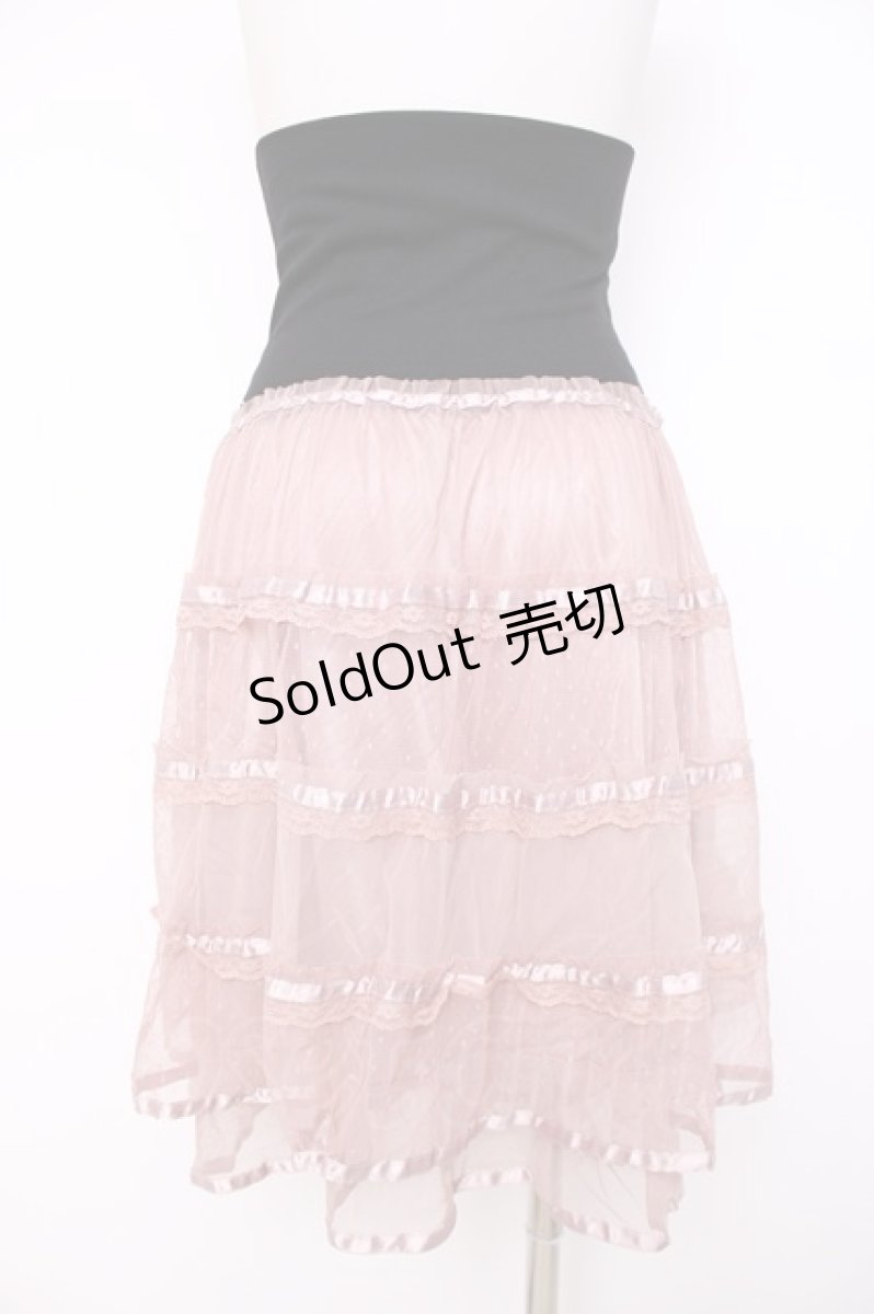 画像2: axes femme / ハイウエストドットチュールティアードスカート M アワピンク Y-26-08-02-146-AX-SK-SZ-ZY (2)