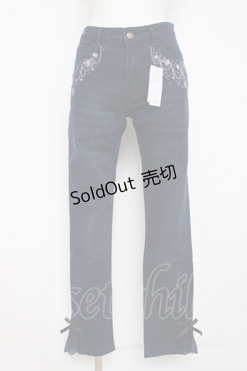 画像1: axes femme / 星×バラ刺繍デニムパンツ L インディゴ Y-26-08-02-160-AX-PA-SZ-ZY (1)