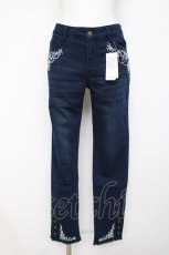 画像1: axes femme / 香水×バラ刺繍デニムパギンス L インディゴ Y-26-08-02-162-AX-PA-SZ-ZY (1)