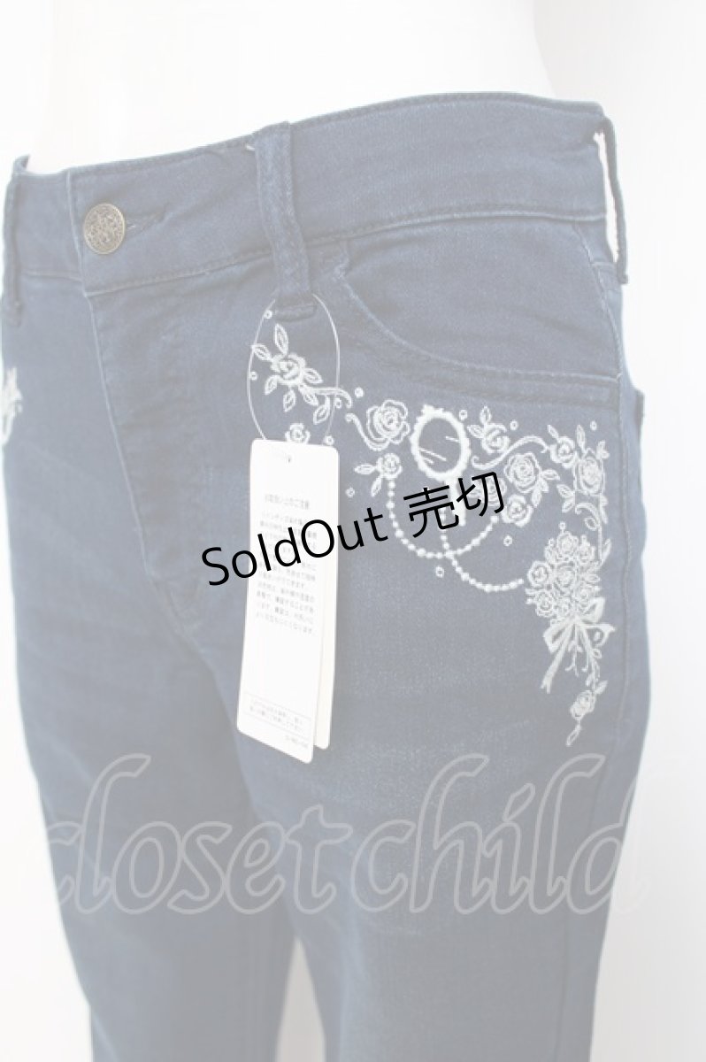 画像3: axes femme / 香水×バラ刺繍デニムパギンス L インディゴ Y-26-08-02-162-AX-PA-SZ-ZT0912L (3)