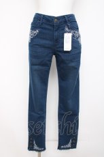 画像1: axes femme / 香水×バラ刺繍デニムパギンス L ウォッシュ Y-26-08-02-169-AX-PA-SZ-ZY (1)