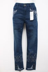 画像1: axes femme / 香水×バラ刺繍デニムパギンス L ウォッシュ Y-26-08-02-170-AX-PA-SZ-ZY (1)