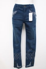 画像1: axes femme / 香水×バラ刺繍デニムパギンス L ウォッシュ Y-26-08-02-171-AX-PA-SZ-ZY (1)