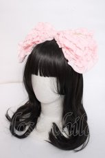 画像1: Angelic Pretty / ロゴ刺繍フリルリボンカチューシャ  ピンク Y-26-08-02-027-AP-AC-SZ-ZY (1)