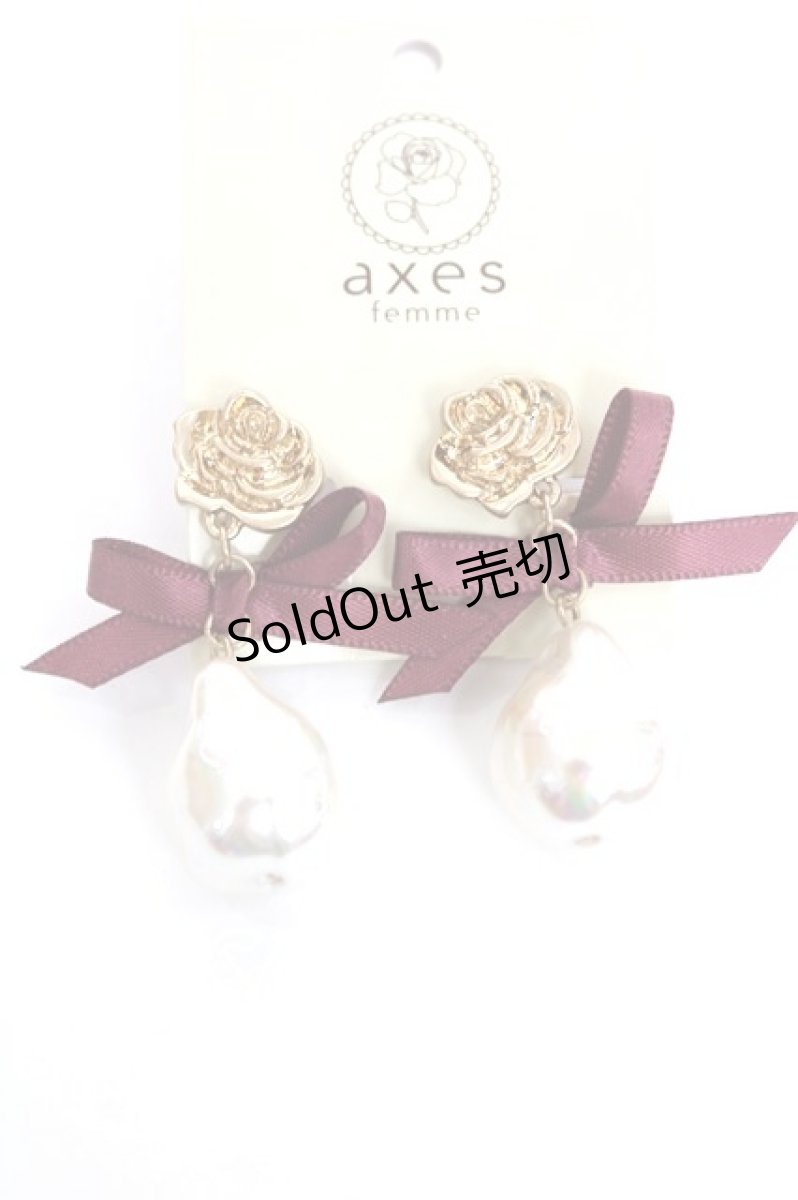 画像1: axes femme / リボン×偏光パールイヤリング  ピンク Y-26-08-04-016-AX-AC-SZ-ZY (1)