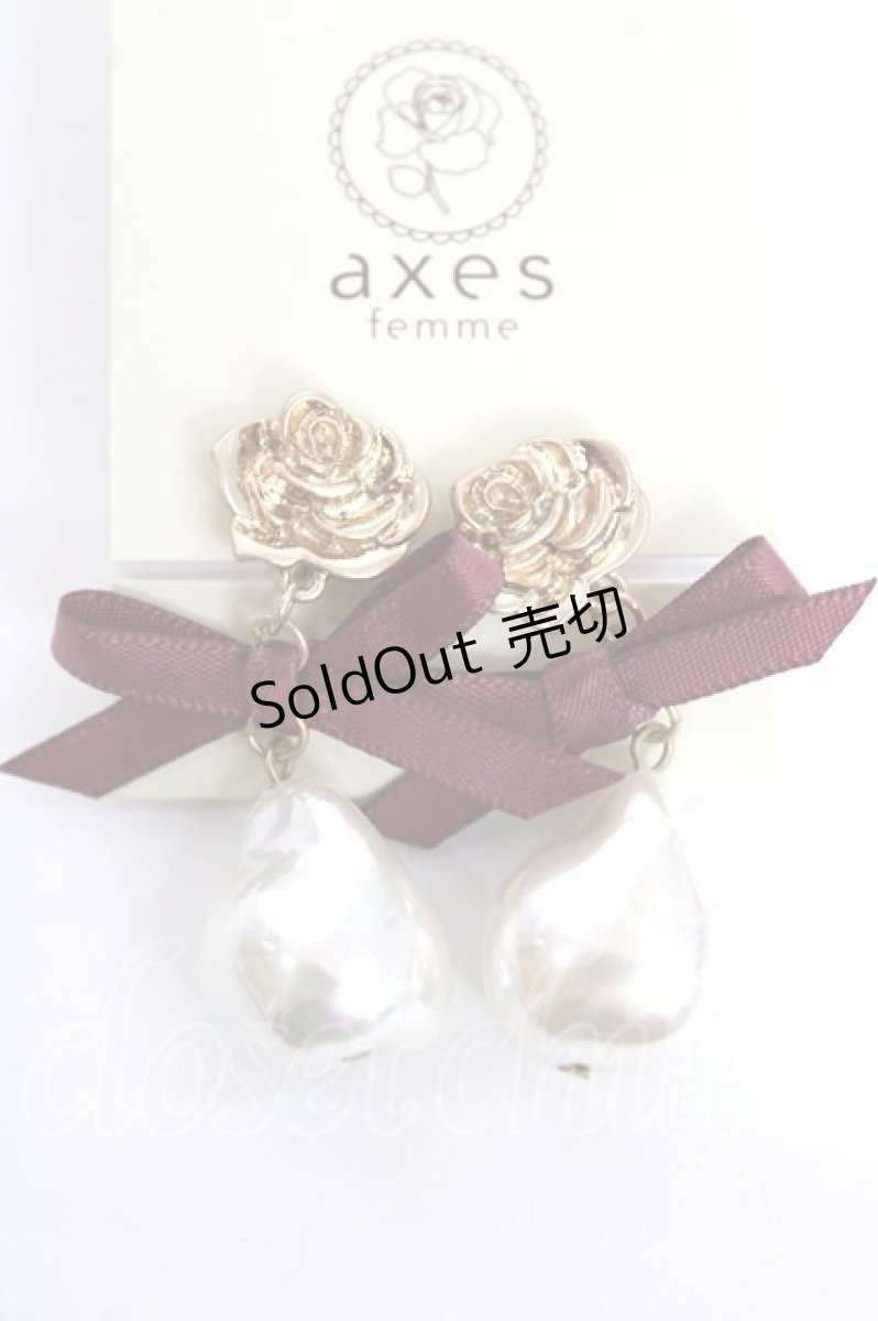 画像1: axes femme / リボン×偏光パールイヤリング  ピンク Y-26-08-04-035-AX-AC-SZ-ZY (1)
