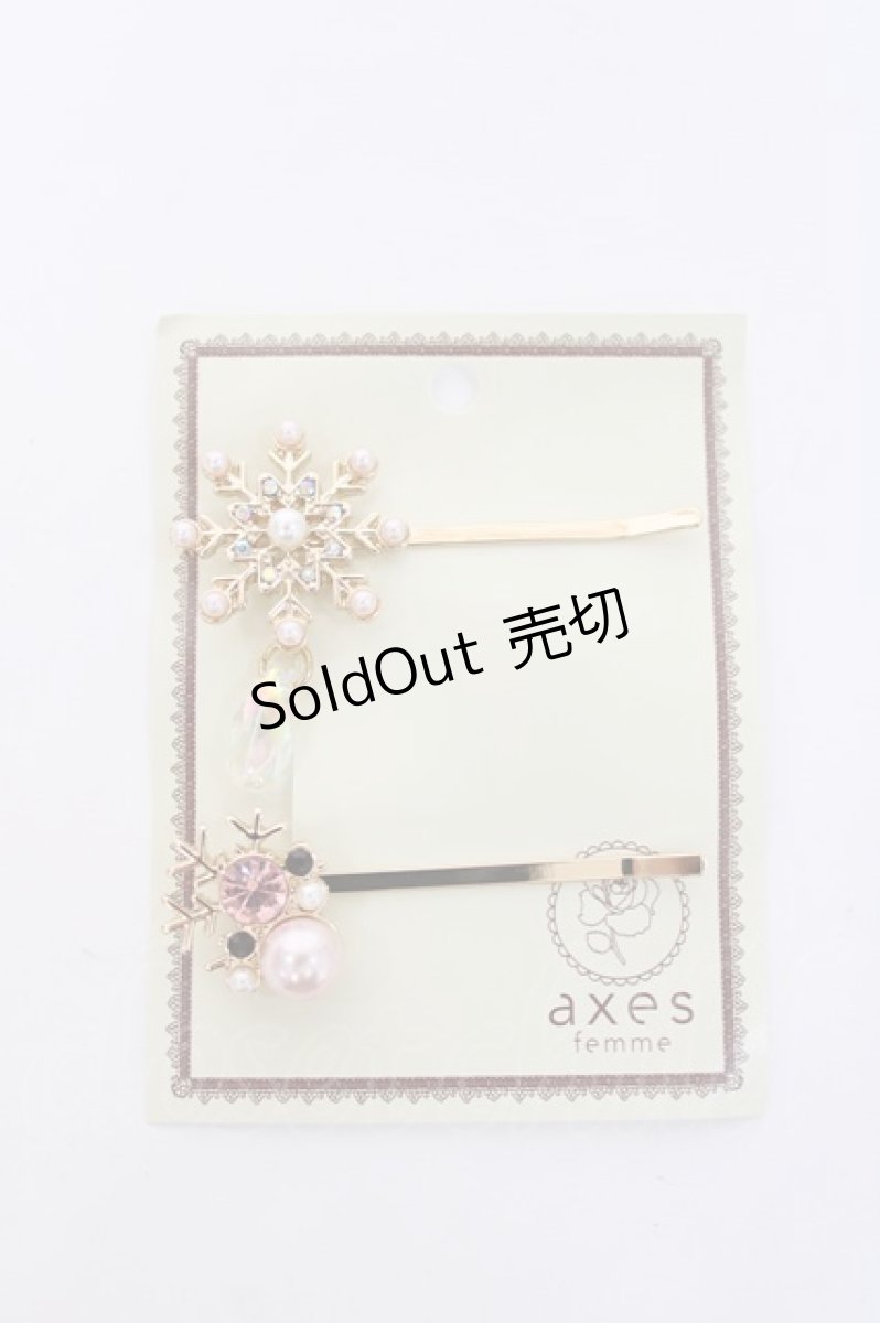 画像1: axes femme / 雪の結晶ヘアピンセット  ゴールド Y-26-08-06-093-AX-AC-SZ-ZS (1)