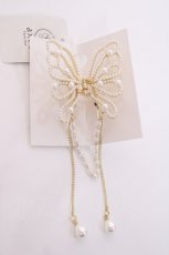画像1: axes femme POETIQUE / 蝶パールヘアークリップ  ゴールド Y-26-08-06-020-AX-AC-SZ-ZY (1)