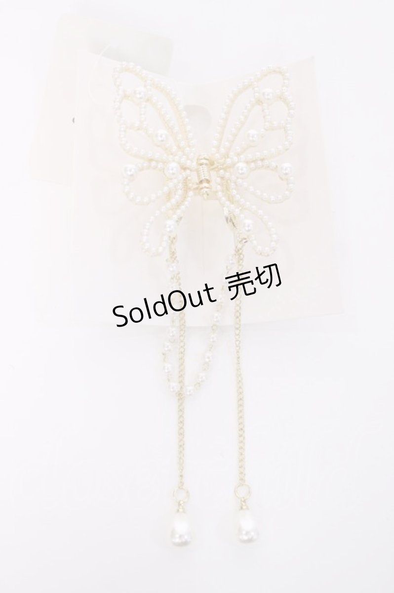 画像1: axes femme POETIQUE / 蝶パールヘアークリップ  ゴールド Y-26-08-06-021-AX-AC-SZ-ZY (1)
