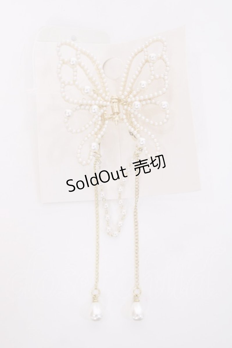 画像1: axes femme POETIQUE / 蝶パールヘアークリップ  ゴールド Y-26-08-06-023-AX-AC-SZ-ZI (1)