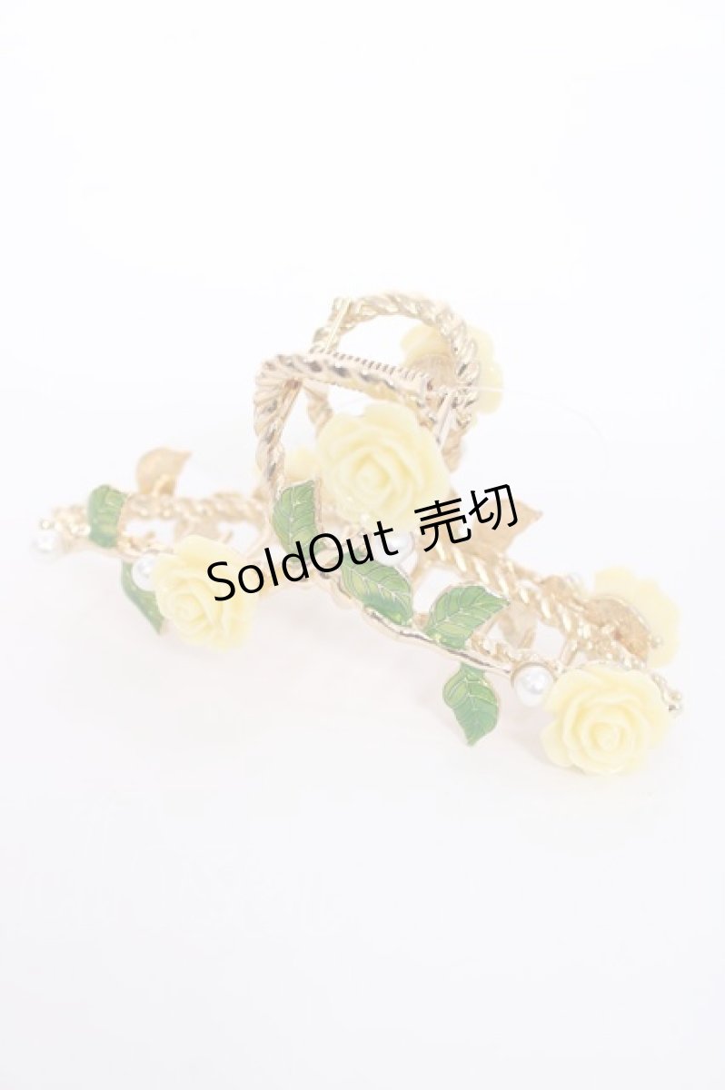 画像1: axes femme POETIQUE / 薔薇×パールヘアークリップ  イエロー Y-26-08-06-039-AX-AC-SZ-ZY (1)