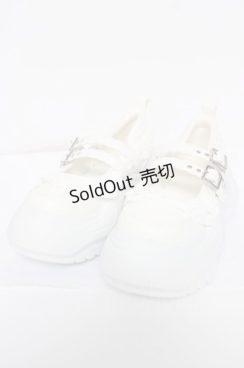 画像1: merry jenny / frill mary jane metal sneakers　スニーカー S ホワイト Y-26-08-07-050-LO-SH-SZ-ZY (1)