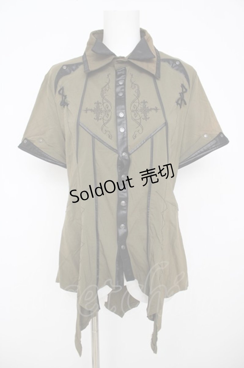 画像1: Ozz Croce / 刺繍入りイレヘムブラウス  カーキ Y-26-08-07-089-OO-BL-SZ-ZY (1)