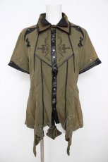 画像1: Ozz Croce / 刺繍入りイレヘムブラウス  カーキ Y-26-08-07-089-OO-BL-SZ-ZY (1)