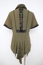 画像2: Ozz Croce / 刺繍入りイレヘムブラウス  カーキ Y-26-08-07-089-OO-BL-SZ-ZY (2)