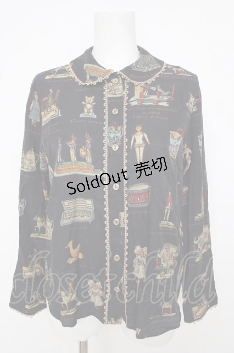 画像1: Jane Marple / Toy museum shiny-trim blouse ブラウス M ダークネイビー Y-26-08-07-091-JM-BL-SZ-ZY (1)