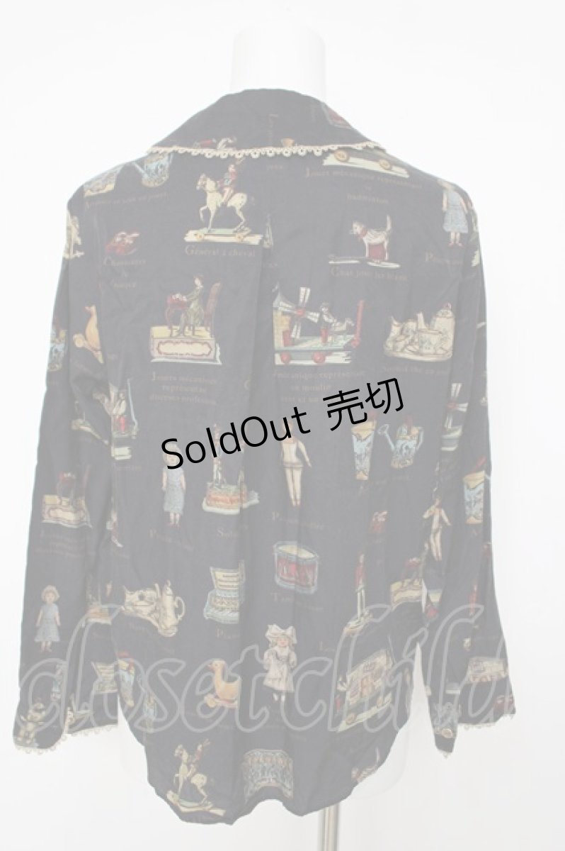 画像2: Jane Marple / Toy museum shiny-trim blouse ブラウス M ダークネイビー Y-26-08-07-091-JM-BL-SZ-ZY (2)