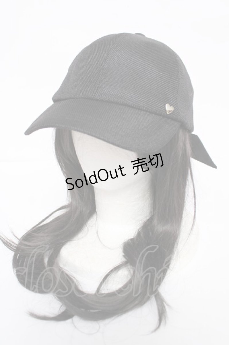 画像1: axes femme POETIQUE / ハート釦サマーキャップ  黒 Y-26-08-07-013-AX-AC-SZ-ZY (1)